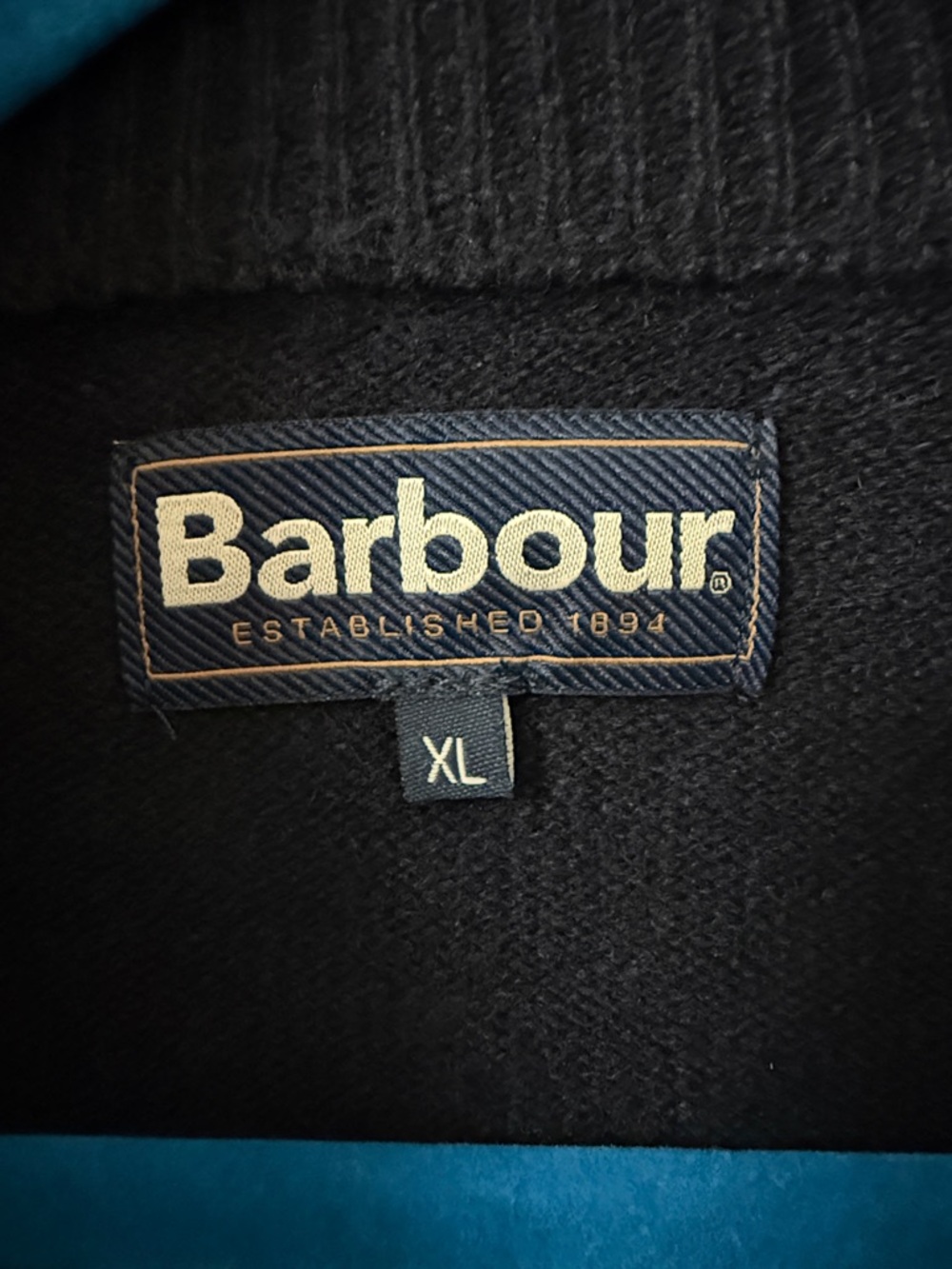 Barbour Men's Navy Zip-Button Funnel Neck Sweater - Picture 4 of 6
